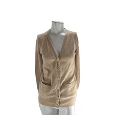 J Crew Women's Sweater Extra Small Pure Cashmere Tan Knit Cardigan Oversized