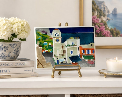 Capri Italy Hand-Painted Ceramic Decorative Tile - 11''L x 7.75''H