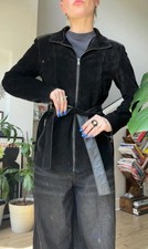 VTG Andrew Marc Black Suede and Leather Belte...