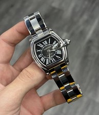 Cartier Roadster Large Automatic Steel Bracelet Black Roman Dial Date Ref 2510