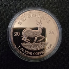 1 oz 999 Fine Copper/Kupfer M&uuml;nze 2026 Krugerrand Style