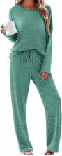 Pajama Set Womens Long Sleeve Sleepwear Pullover Top and Pants Cozy Loungewear S