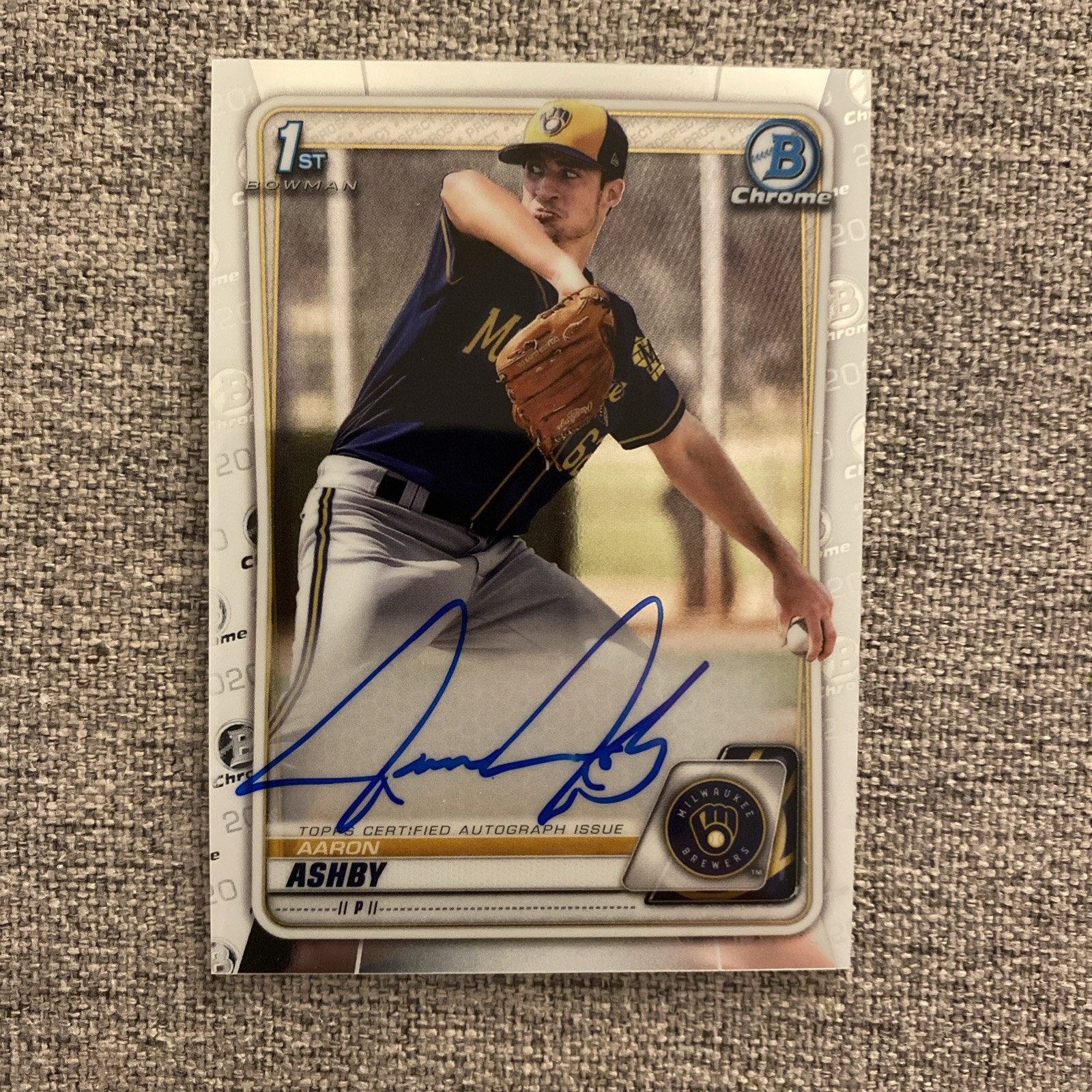 2020 Bowman Chrome Prospects Auto Aaron Ashby #CPA-AA Auto