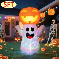 5FT Halloween Inflatable Ghost Pumpkin Outdoor Decoration Blow up Yard LED Party