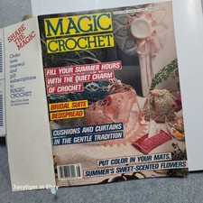 Magic Crochet Magazine 55 Aug 88 Mini Hat Blue Dress Welcome Pineapple Collars