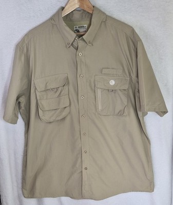Gander Mountain Fishing Shirt Mens XLT Beige Vented UPF 30 Nylon Gorpcore Camp