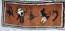Vintage Folk Art Latch Hook Shag Tapestry 15&rdquo;x34&rdquo; Handmade Native Style Boho