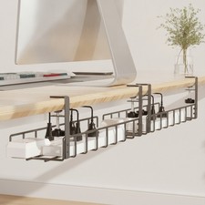 2 Pack Cable Management Under Desk Tray, 31.4" No Drill Under Desk Wire Manag...