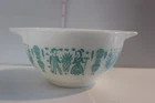 Vintage PYREX 441 Amish Butterprint Cinderella Bowl 1.5 Pt. Turquoise on White
