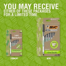 BIC ReVolution Round Stic Ballpoint Pen, Black, 1 Count Pack of 10 