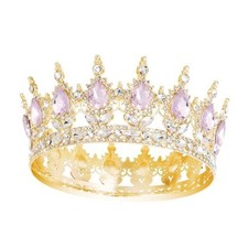 YOUlDIANZI Queen Crown Rhinestone Wedding Crowns and Tiaras for Gold Pink Crown