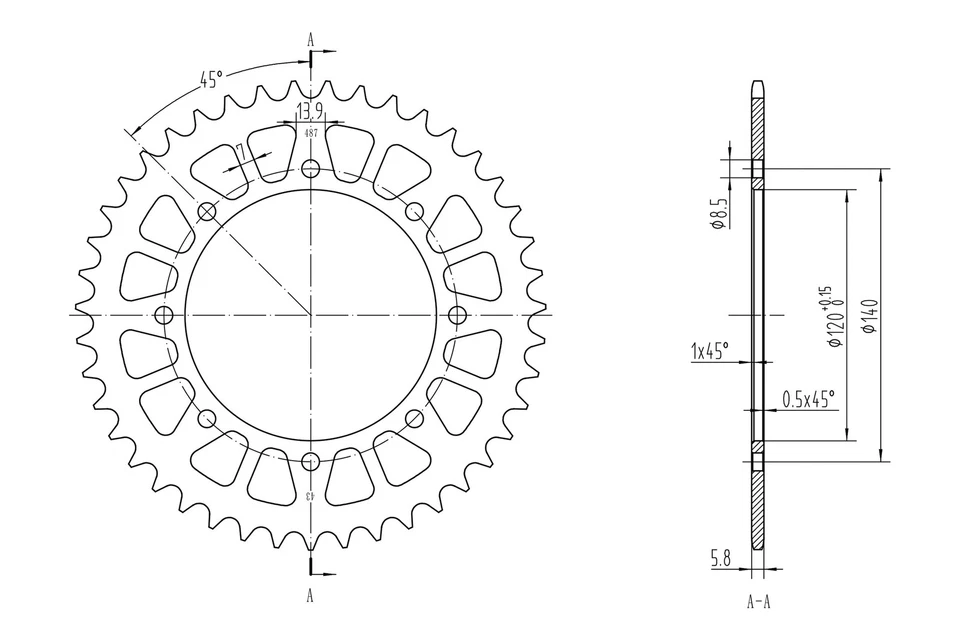 For Kawasaki KLR650 1987-2017 BikeMaster 965156 520 Series Rear Sprocket - Image 2 of 2