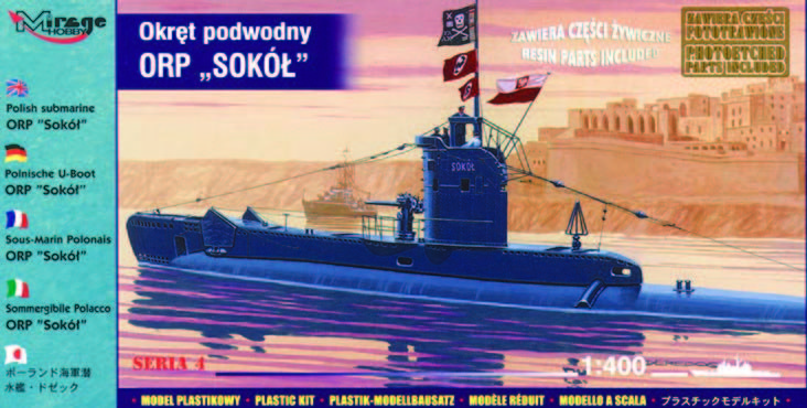 Mirage Hobby 40428 - 1:400 Polish u Boat Orp Sokol With Photo-Etched - New