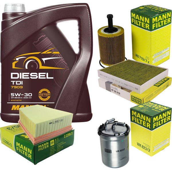 Mann Inspektionspaket Filterset 5L Mannol Diesel TDI 5W-30 FüR VW Polo 1.4-image