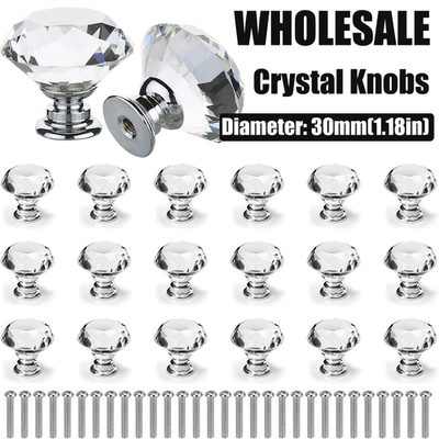 #ad Lot Crystal Glass Cabinet Knob Diamond Shape 30mm Drawer Cupboard Handle Pull US $85.40