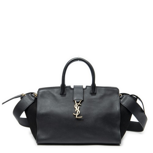 Yves Saint Laurent Black Downtown Cabas Shoulder Bag Calfskin Leather