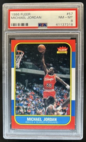 1986-87 Fleer Michael Jordan Rookie RC #57 Bulls PSA 8
