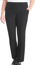 Hilary Radley Women's Mid Rise Slim Leg Built-in Tummy Control Pants, Black, L