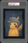 2023 POKEMON X VAN GOGH POSTCARD PIKACHU WITH GREY FELT HAT PSA 5