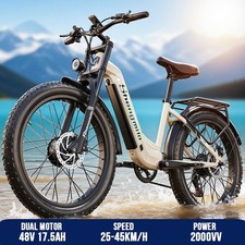 Electric Bike 2000W 48V/17.AH Dual Motor 26" Fat Tire 45MPH Mountain Ebike Adult