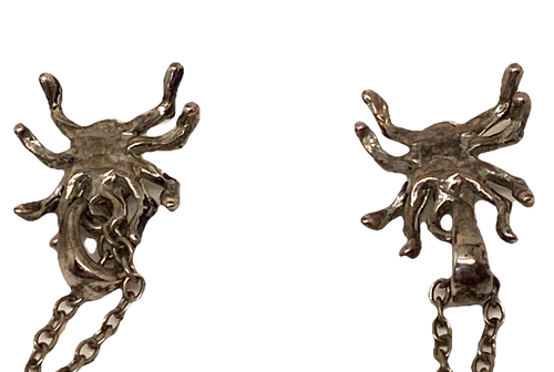 Orecchini pendenti ragno strass tono argento Halloween vintage - Foto 5 di 11