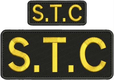 S.T.C MBROIDERY PATCHS 4X10 AND 2X5 HOOK ON BACK GOLD ON BLACK