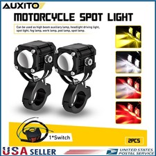 Motorcycle Led Headlight Fog Driving Spot Light Auxiliary Lamp White Yellowred D