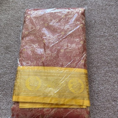 Orange und Gelb Pastell ECHT SEIDE Sari NEU MIT ETIKETT
