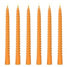 6 Pack 10 Inch Orange Spiral Taper Candles for Halloween and Fall Harvest, Un...