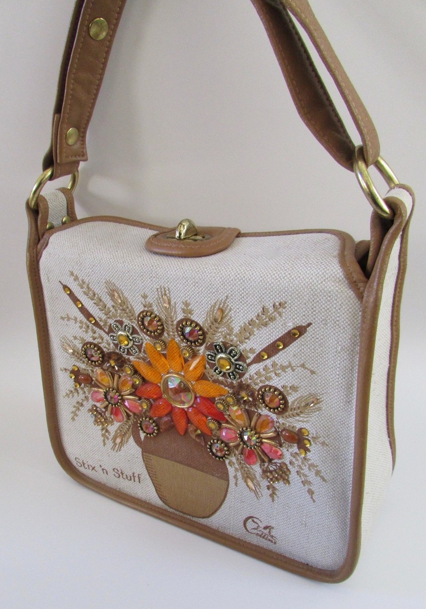 VTG 60's Enid Collins of Texas Stix n' Stuff Orange Floral