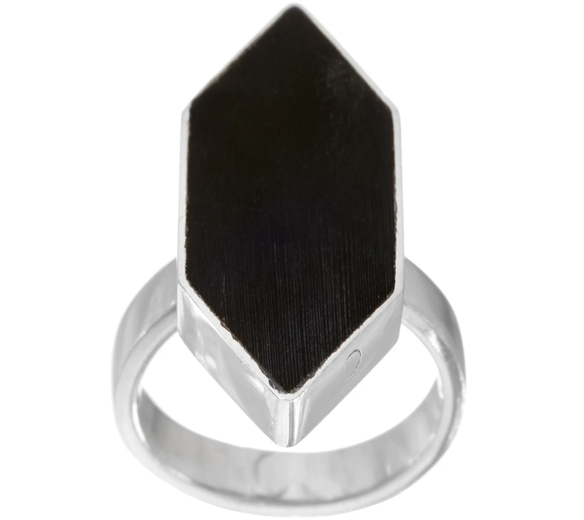Soko Trapezoid Black Cow Horn Ring Size 7 SilverTone