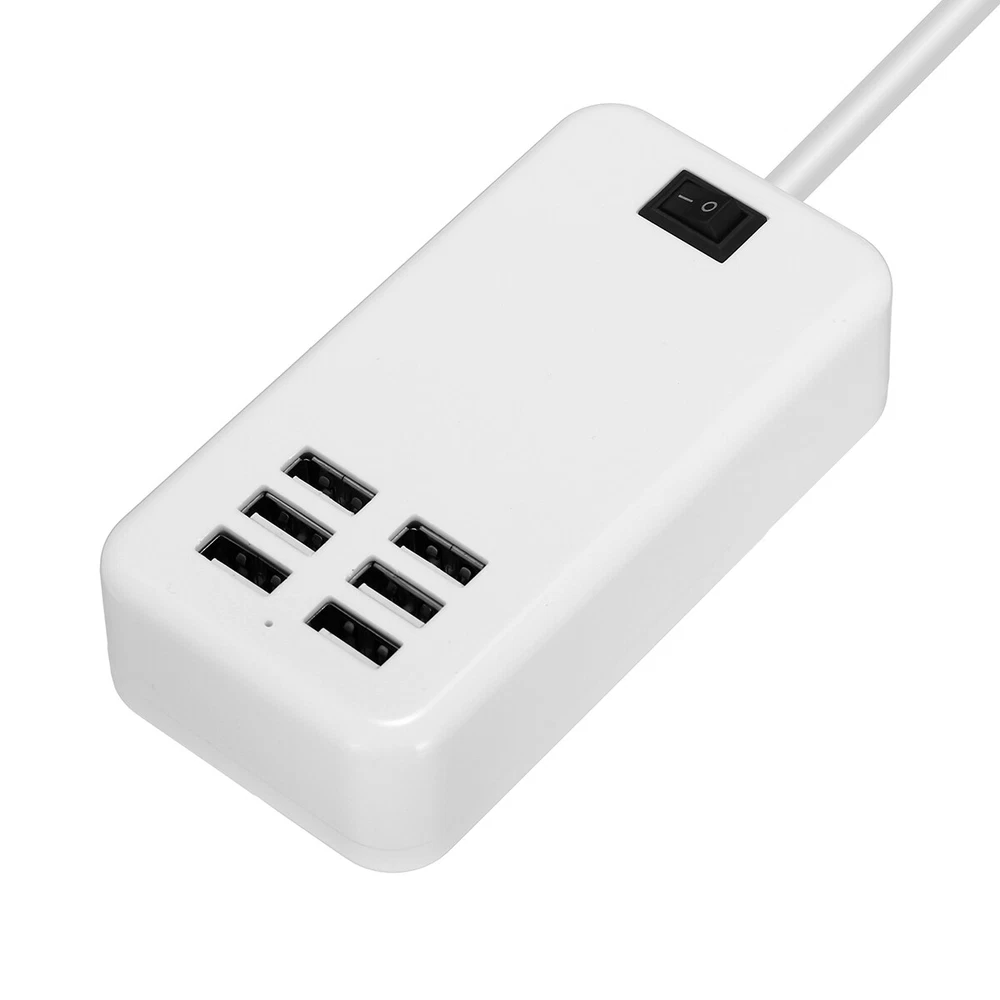 6-Port USB Fast Charging Station - Desktop & Wall Power Hub