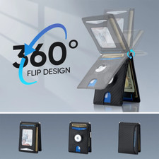 Genuine Leather Men Airtag Wallet Credit Card Money Airtag Holder Air Tag Case