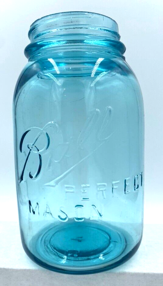 JAR@様 Ball 1913-1914 offset Perfect Mason Blue/Aqua Quart Jar | eBay