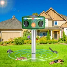 5 Modes Ultrasonic Solar Yard Animal Repeller with Motion Sensor Flashing Light