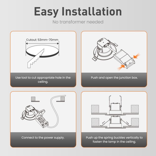 Fire Rated LED Dimmable Downlight Recessed Ceiling Spotlights IP65 White Chrome - Picture 7 of 12
