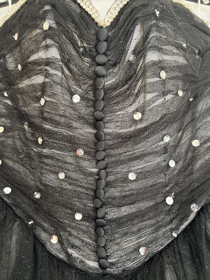 复古定制黑色紧身胸衣甜心舞会礼服水钻亮片小号 — 第 3/4 张图片