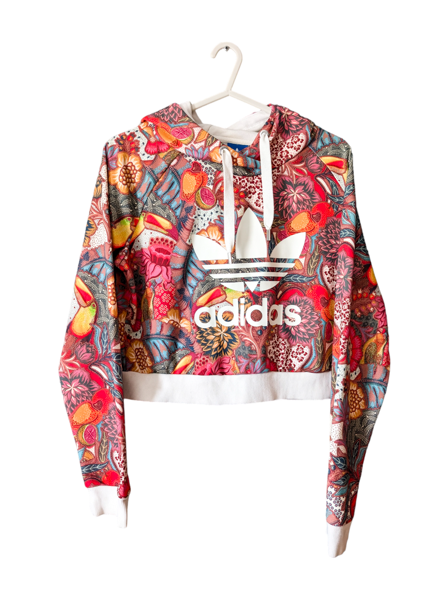 Adidas Originals Adidas Floral Cropped Hoodie Womens Clothing