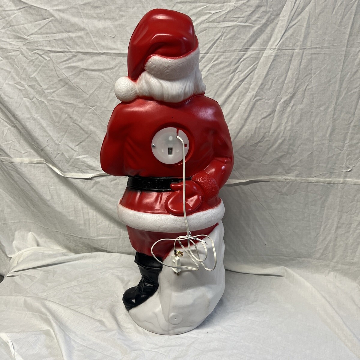 Vintage General Foam Plastics 33” Santa W/ Blue Gift white Bag