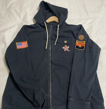 Vintage Quicksilver Jacket Men Size XL Navy Canvas Coat Hood USA Patches Skate
