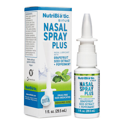 NutriBiotic Nasal Spray Plus, 1 Fl Oz with GSE & Herbal Extracts
