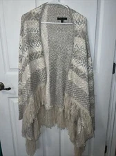 Romeo + Juliet Couture Cardigan Sweater Womens Size M Boho Southwest Knit Fringe