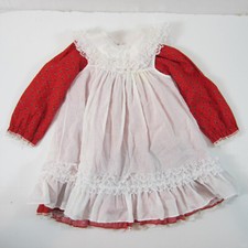 Vintage Bryan Girl's Dress Red Pinafore long sleeve floral 6