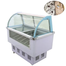 12 PAN Ice Cream Display Showcase W/LED Light  Freezer Storage Cabinet 110V 215W