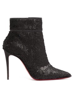 black sequin ankle booties