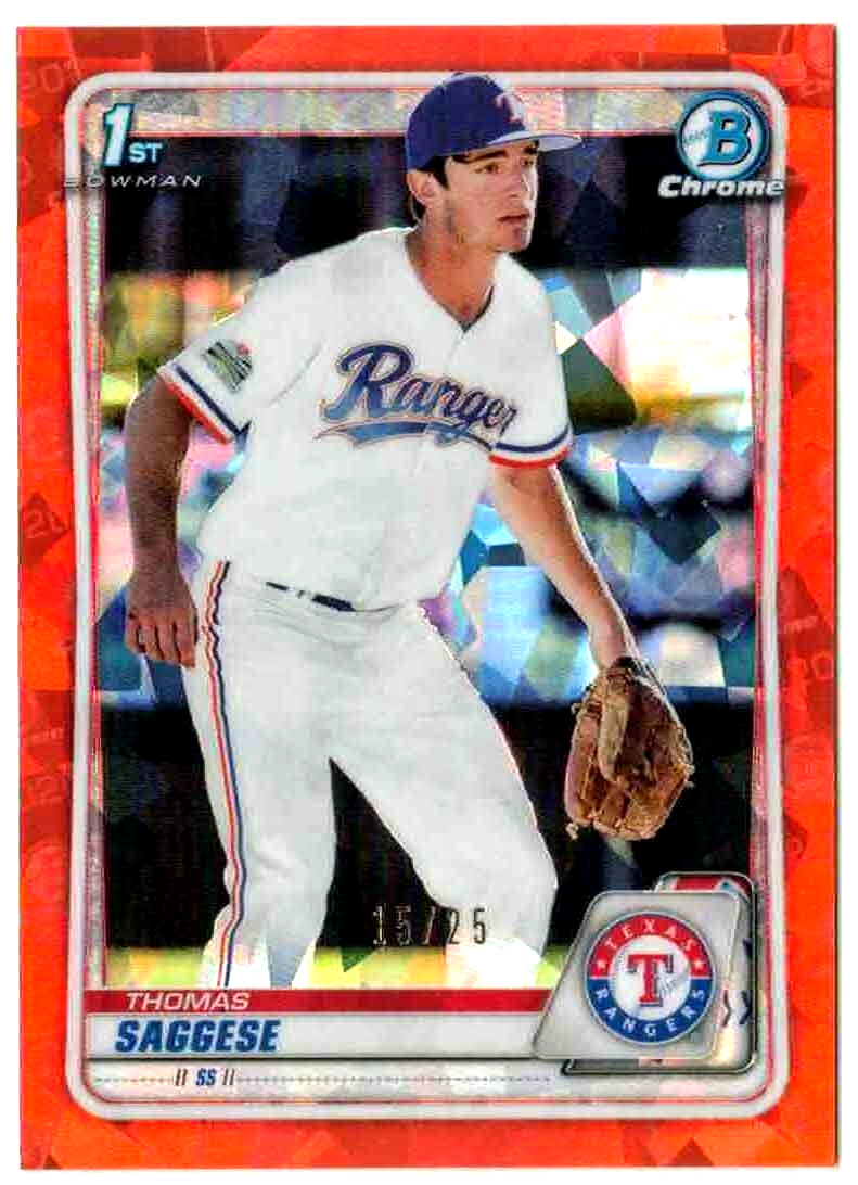 THOMAS SAGGESE 2020 Bowman Draft Sapphire #BDC-167 ORANGE /25 1st RC SP/SSP!