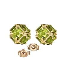 14K. SOLID GOLD STUD EARRINGS WITH NATURAL PE...