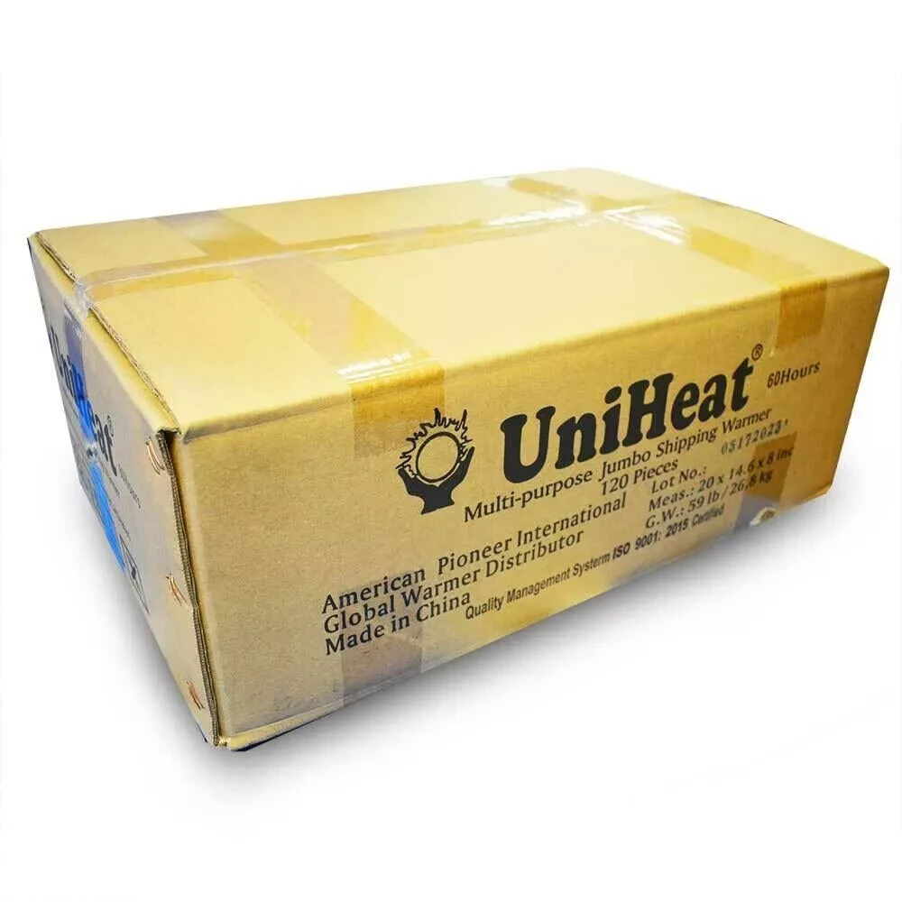Full Case (120 Units) - Uniheat Heat Pack Shipping Warmer (60+ Hours) - Uniheat