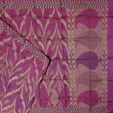 Vintage Purple 100 Pure Silk Sarees Woven Indian Sari 5YD Craft Decor Fabric