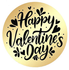 GOLD FOIL HAPPY VALENTINES DAY ENVELOPE SEALS LABELS STICKERS PARTY FAVORS